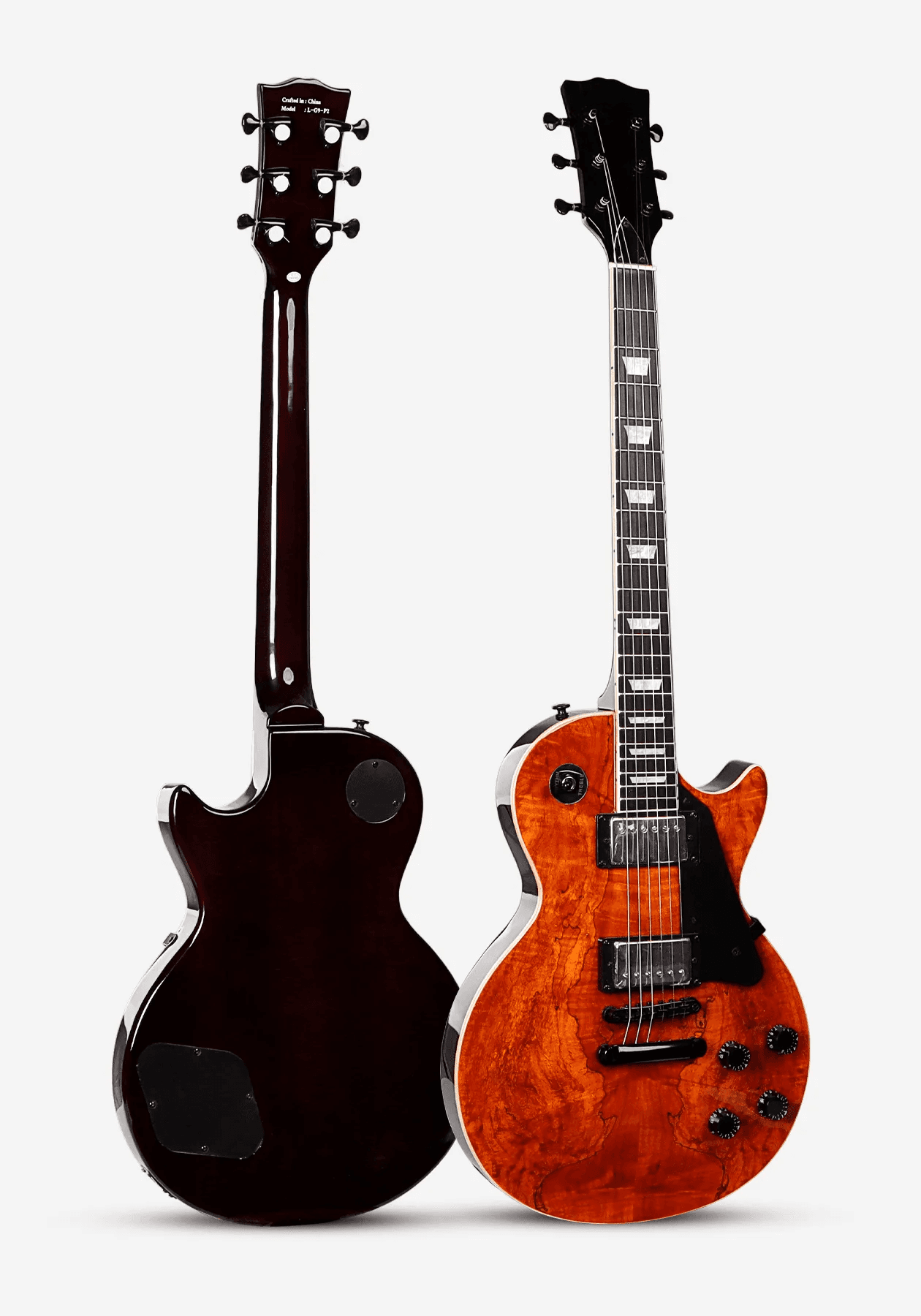 22-Fret LP Electric Guitar with Spalted Maple Veneer and Humbucker Pickups - Image 3