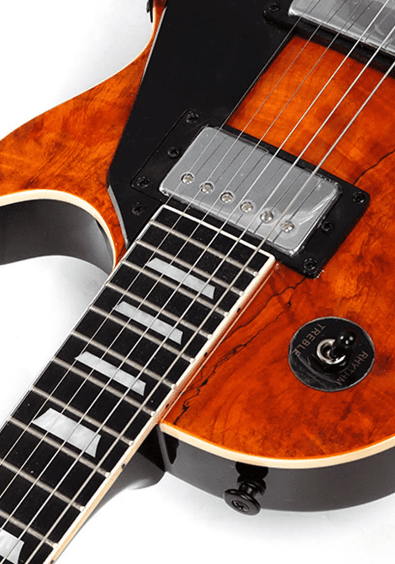 22-Fret LP Electric Guitar with Spalted Maple Veneer and Humbucker Pickups - Image 4