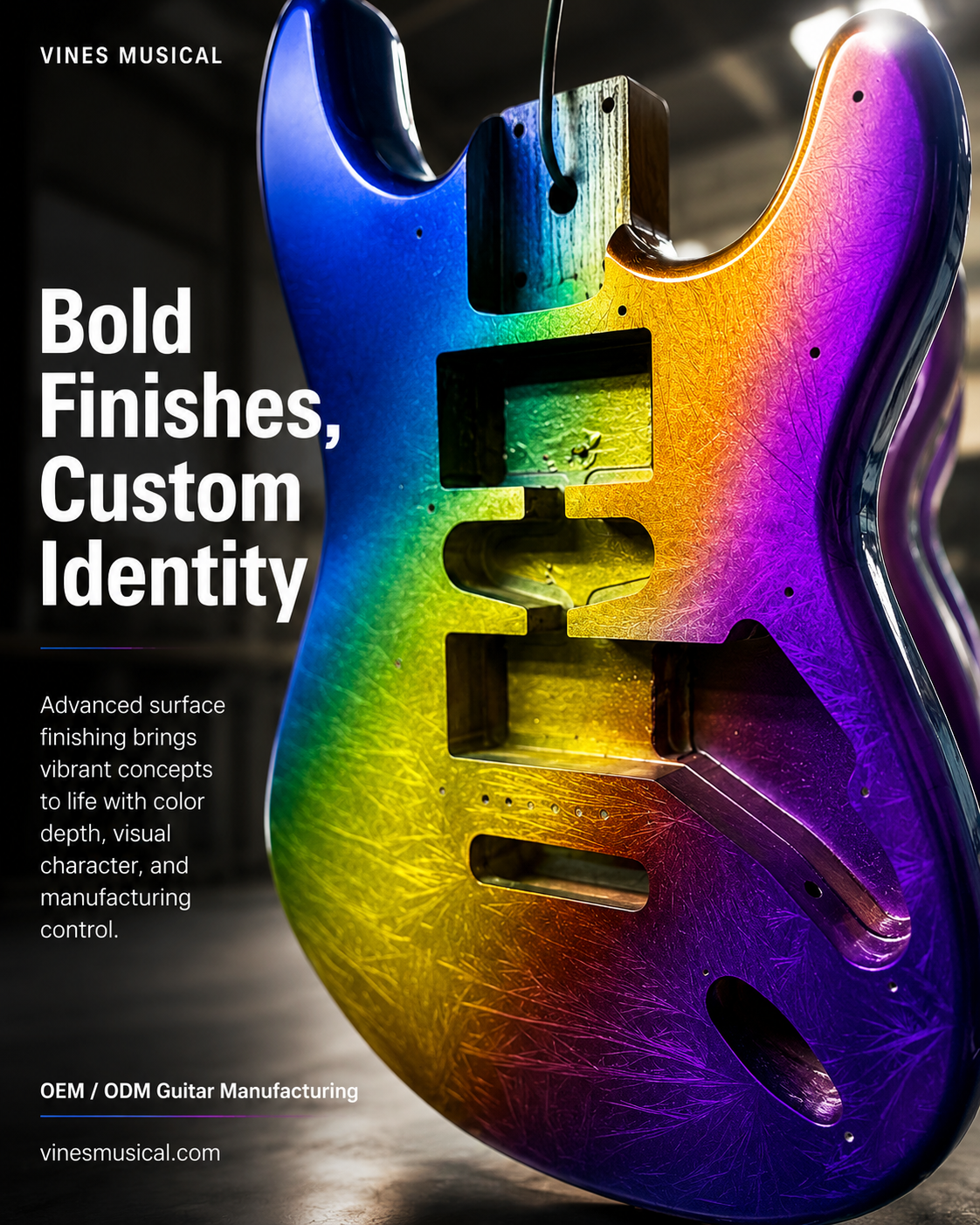 Custom finish and product identity options for OEM guitar projects