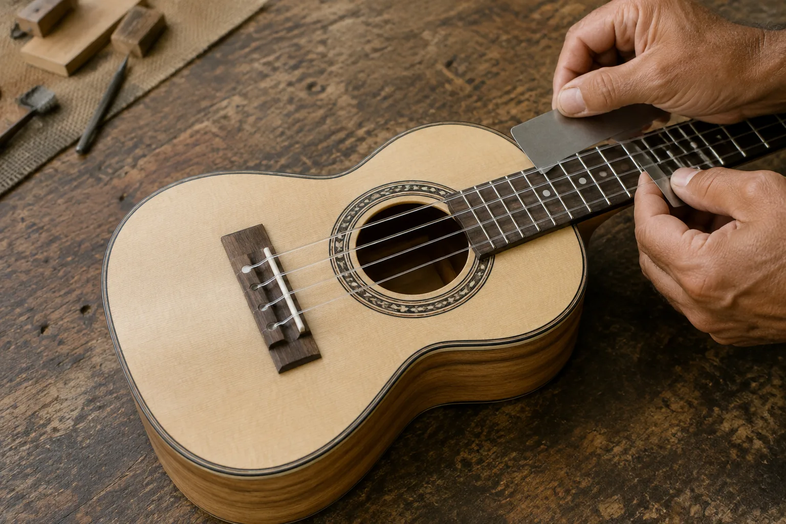 Inspeção ilustrativa de regulagem de uma amostra de cavaquinho