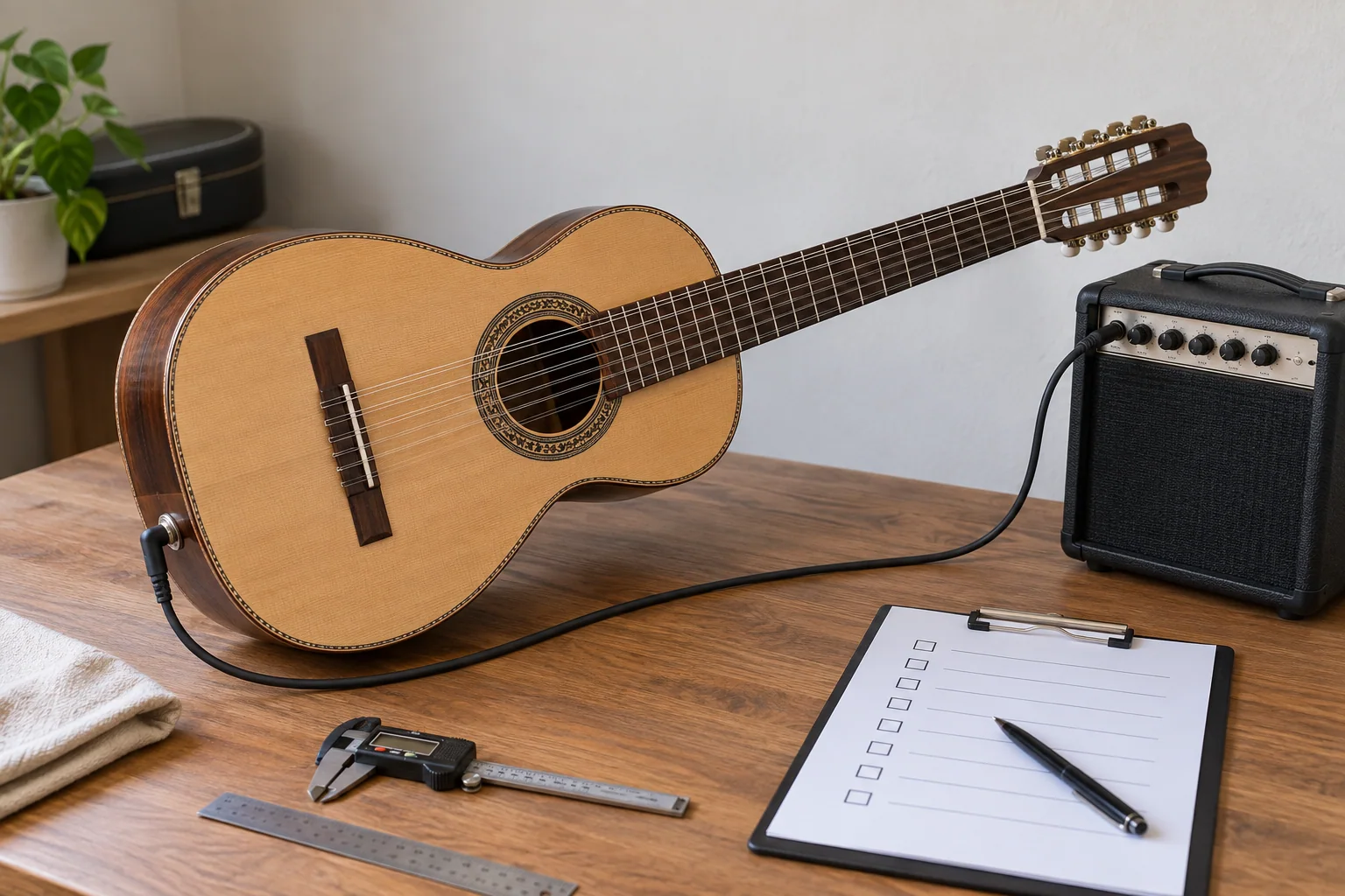 Illustrative electric viola caipira electronics and setup check