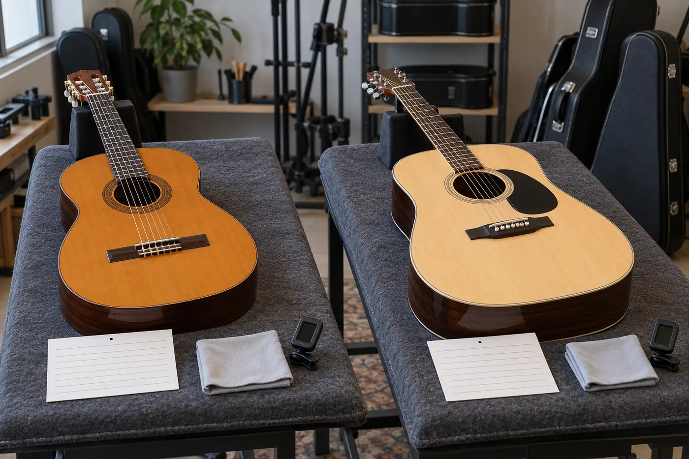 Illustrative intake inspection for classical and acoustic guitars
